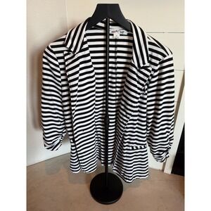 Sweet Child‎ Black & White Striped Open Front Blazer Cardigan – Size XL